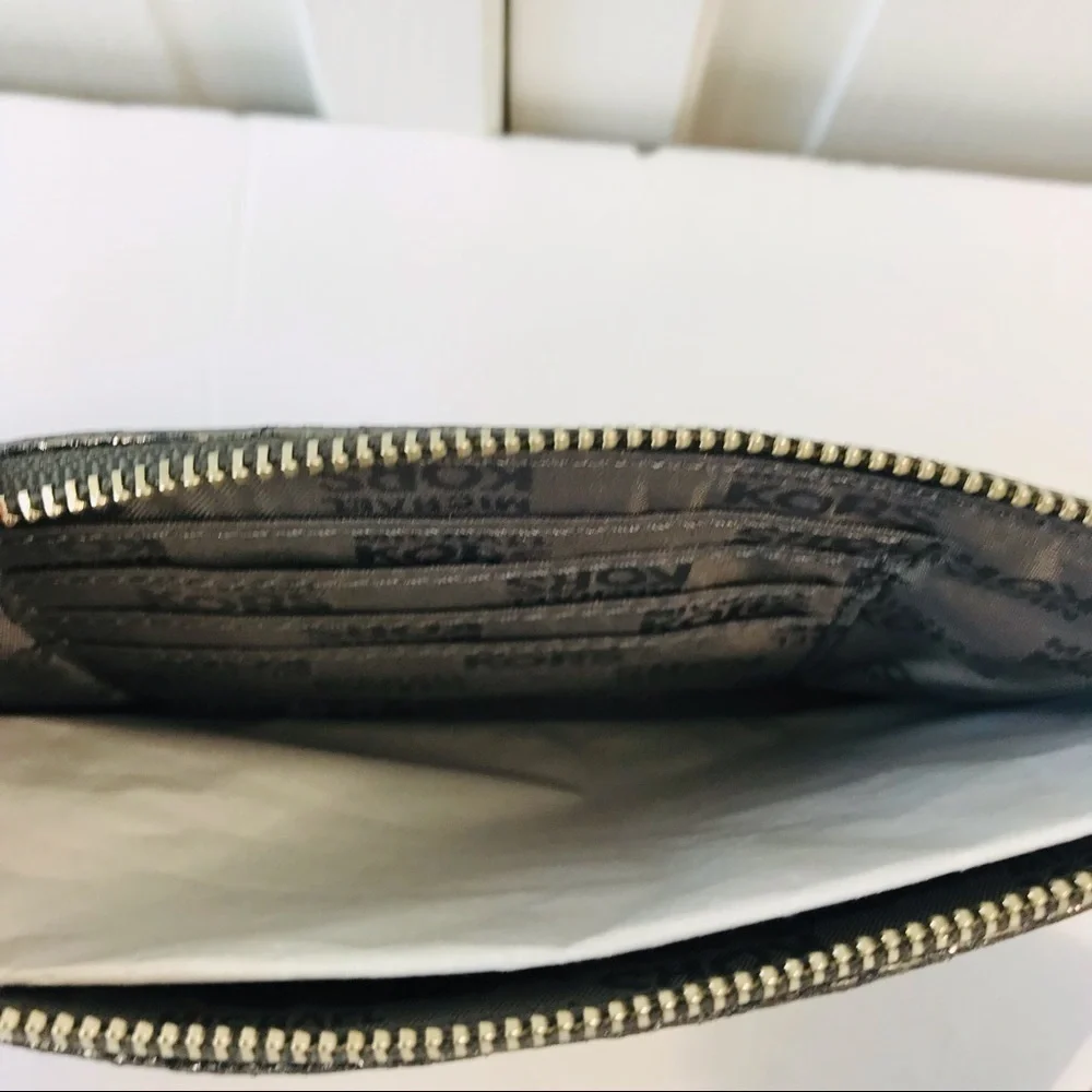 MICHAEL KORS Gunmetal Small Zip Wristlet